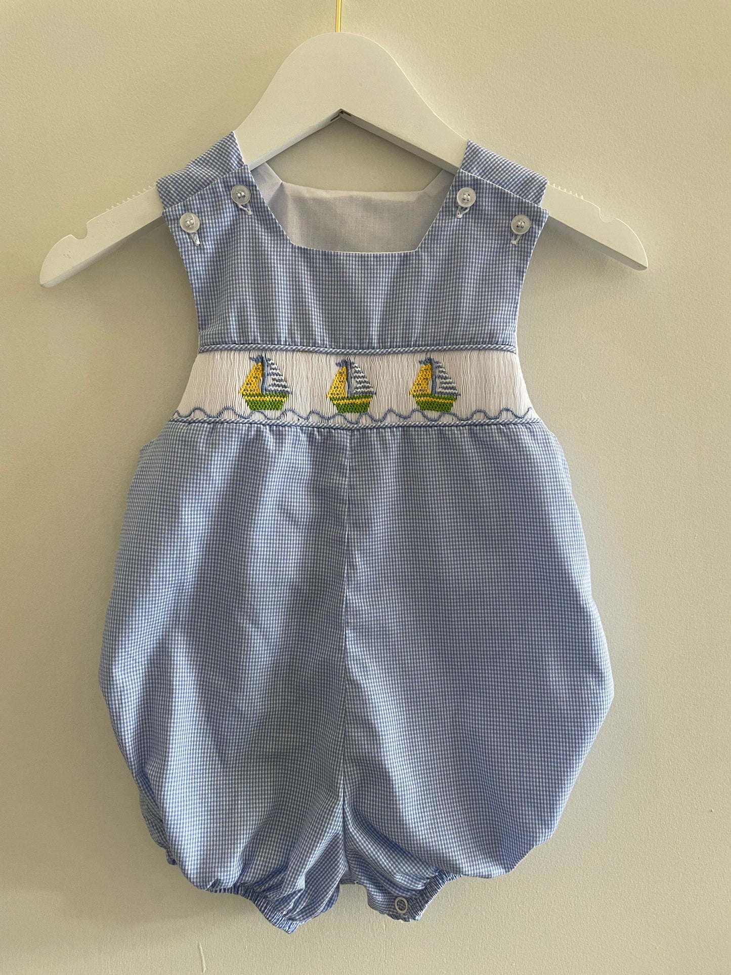 Bailey boys sailboat smocked bubble 18mo