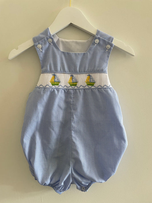 Bailey boys sailboat smocked bubble 18mo