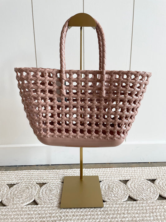 Tan Woven Jelly Tote