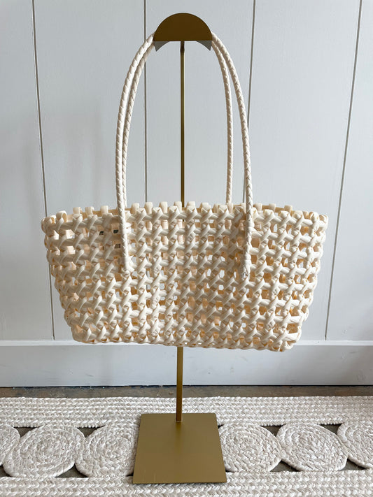 Cream woven Jelly Tote